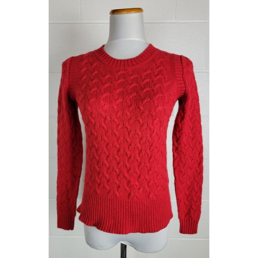 J Crew Womens Red Honeycomb Cable Knit Sweater Wool Angora‎ Blend 54466 Small